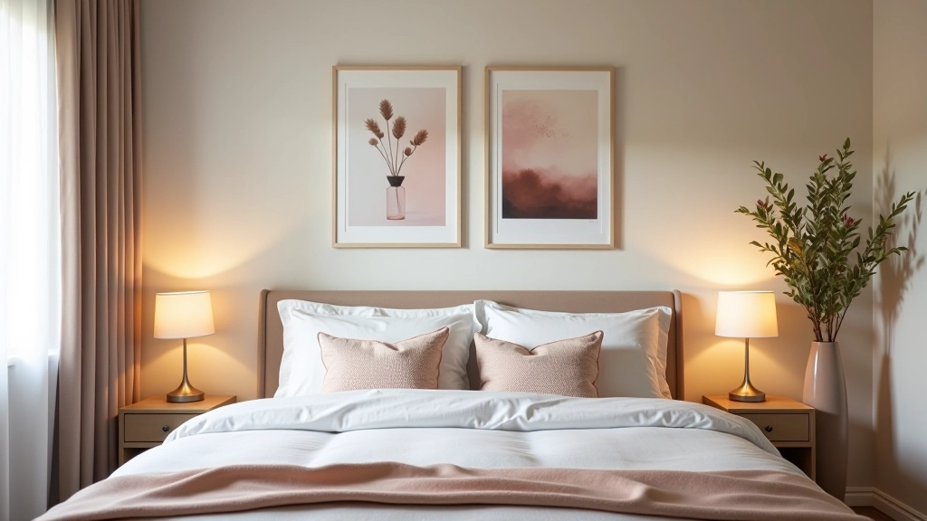 Bedroom transformation using our wall art and textile collection
